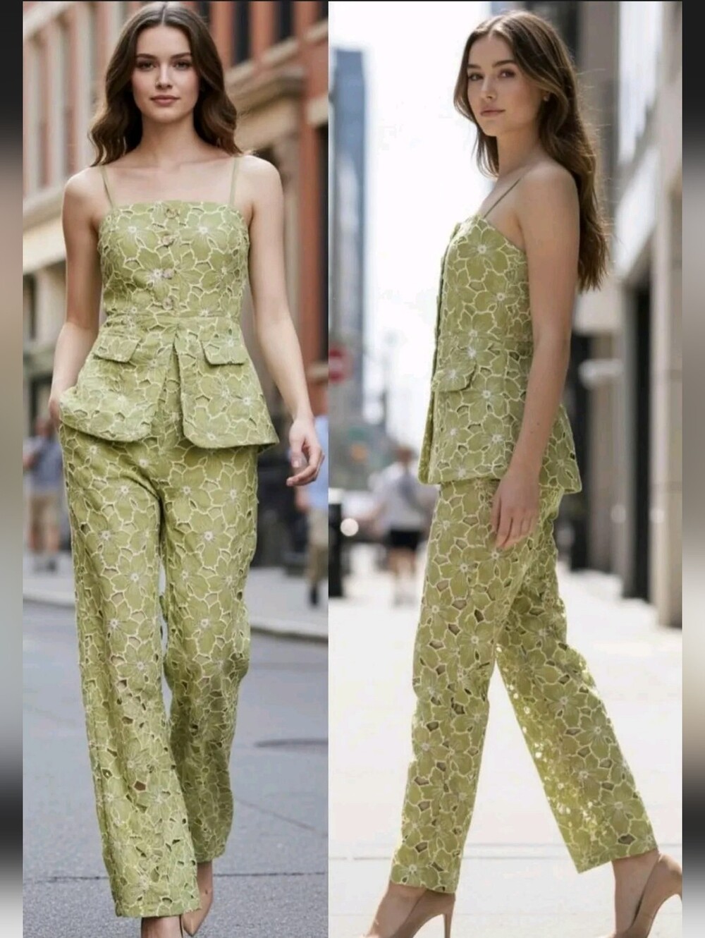 Just Me Lush Lace Strap Jumpsuit in Light Olive - Picture 3 of 10
